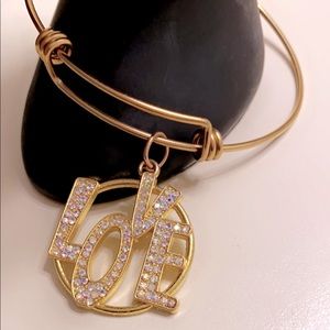 Gold Expandable Bracelet with Charms